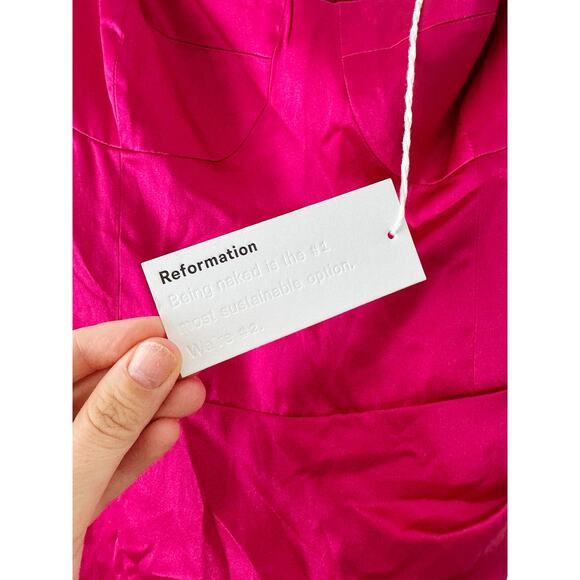 NWT Reformation Fonda Silk Satin Mini Dress in Rhubarb Size 2 - Picture 7 of 7